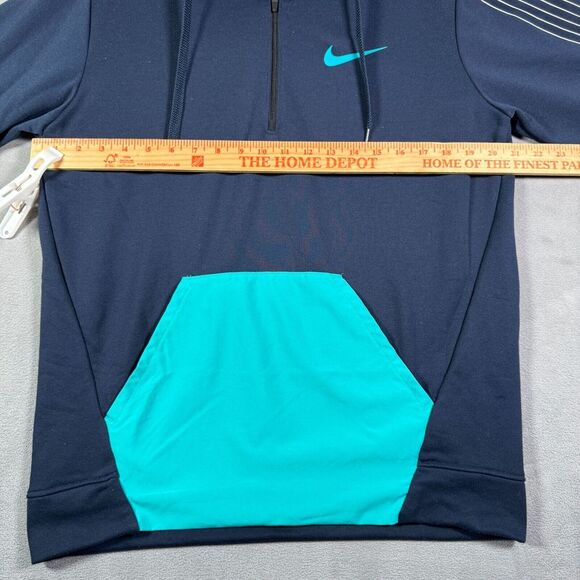 Nike Training Hoodie Mens S Blue Colorblock Graphic Arm Logo 1/4 Zip Sweatshirt - Picture 5 of 10